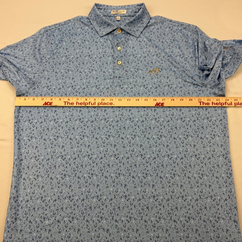Peter Millar Polo Mens L Blue Novelty Print PELI Cup Team Pelican Summer Comfort - Picture 5 of 10